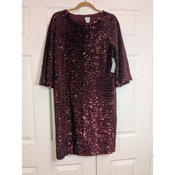 Chicos Stretch Velvet Sequin Chianti Dress - Picture 2 of 8